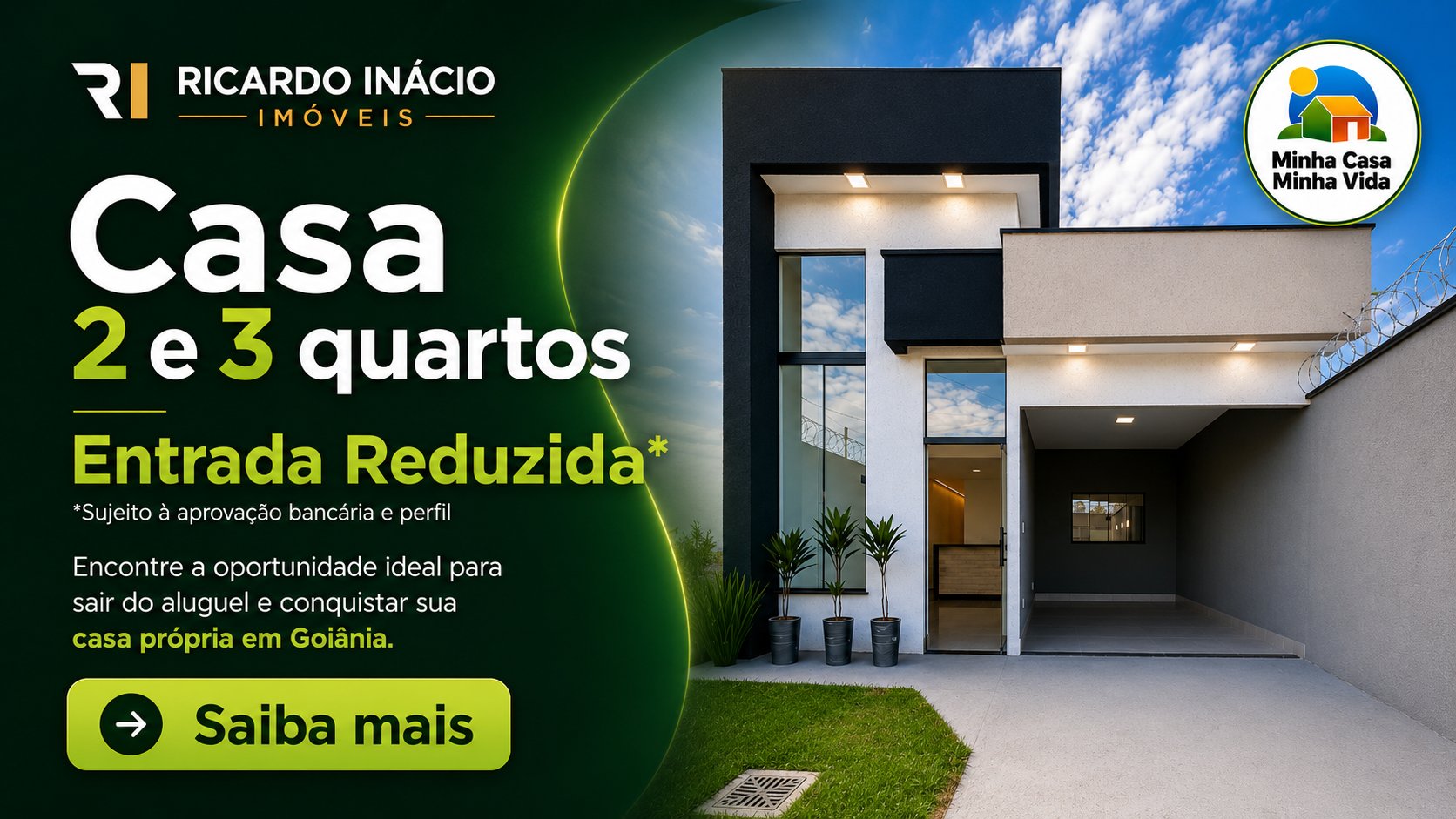 Casas 2 e 3 quartos com entrada reduzida em Goiânia