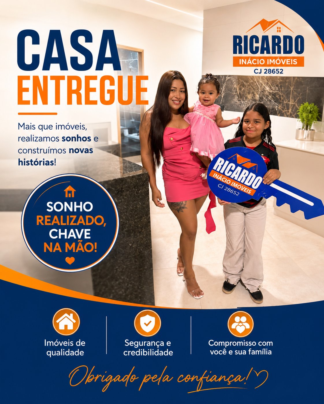 Casa entregue — sonho realizado, chave na mão