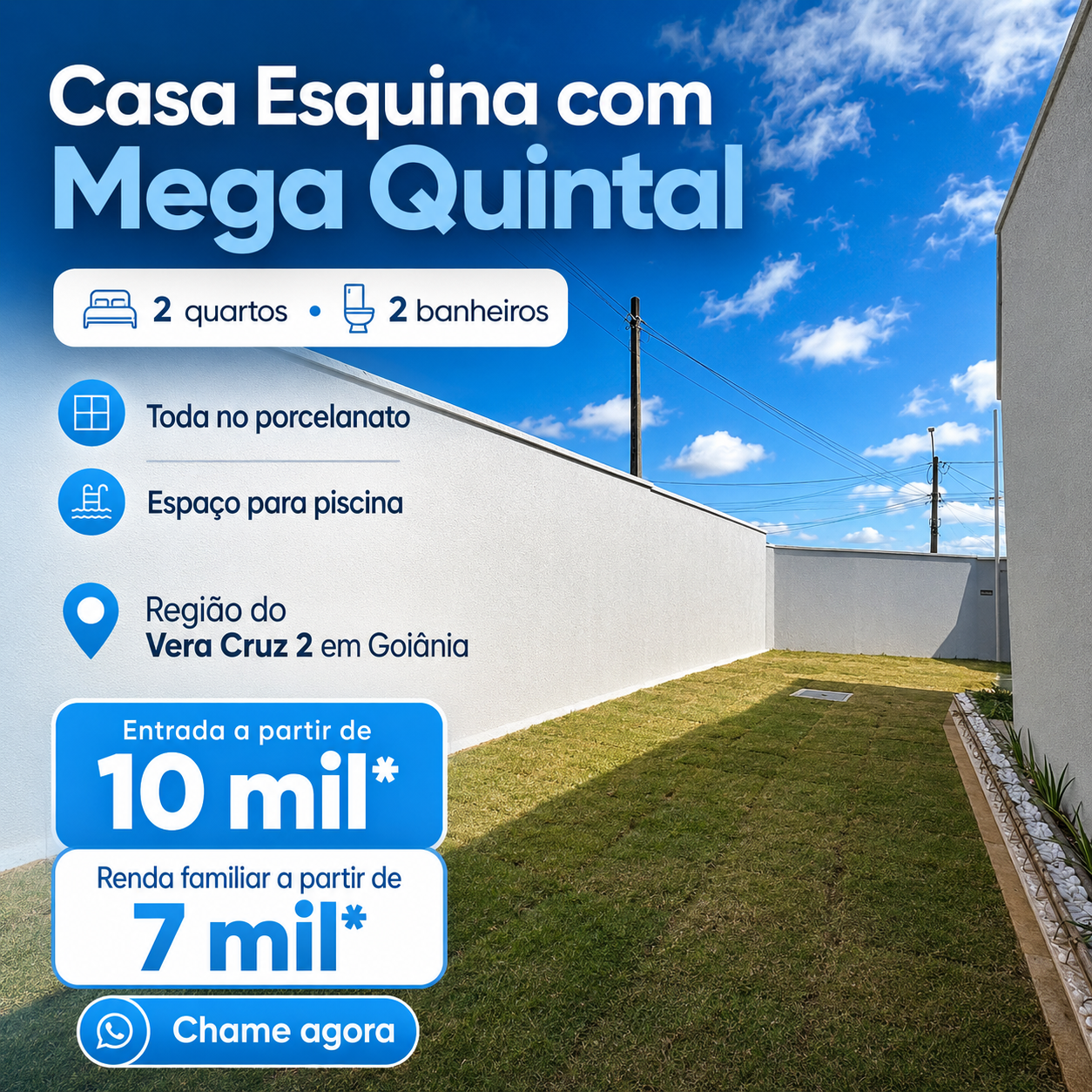 Casa de Esquina com Mega Quintal — Região do Vera Cruz 2, Goiânia